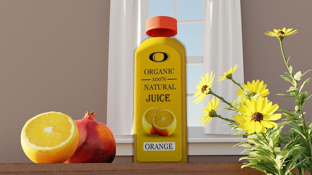 Mockup realistico di bottiglia di succo naturale