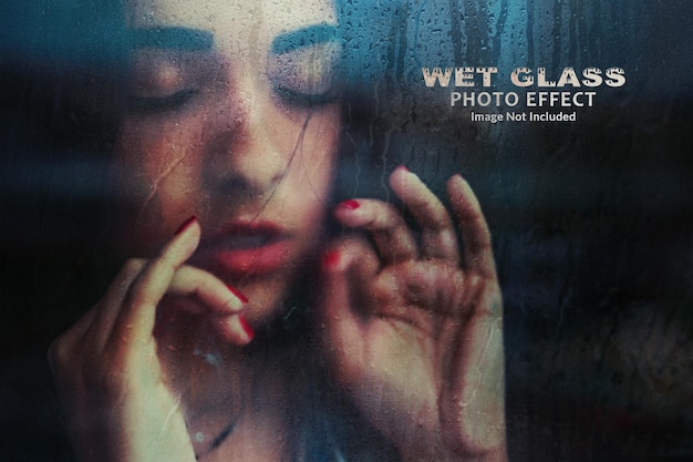 Mockup realistico di effetti fotografici in vetro bagnato
