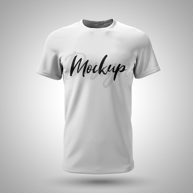 Mockup realistico di t-shirt con vista frontale e mockup di t-shirt 3d