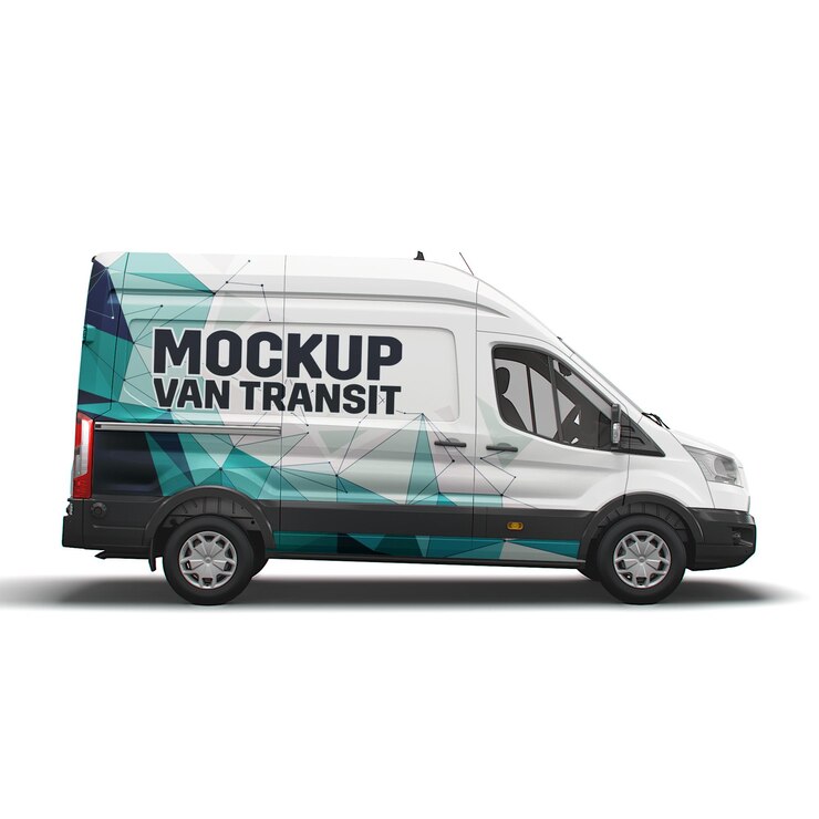 PSD mockup realistico di transito in furgone