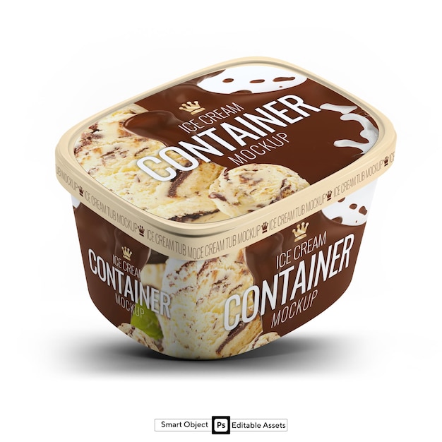 Mockup de un recipiente de helado
