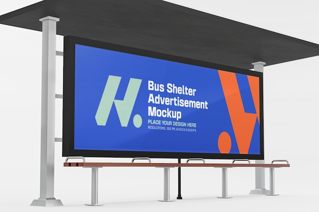 Mockup de un refugio de autobuses en 3D