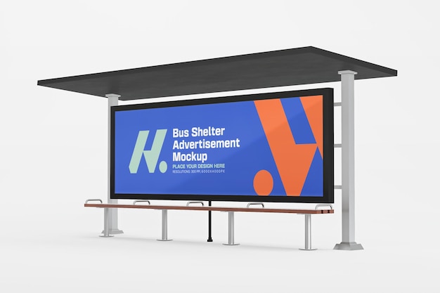 Mockup de un refugio de autobuses en 3D