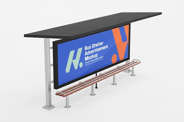 Mockup de un refugio de autobuses en 3D