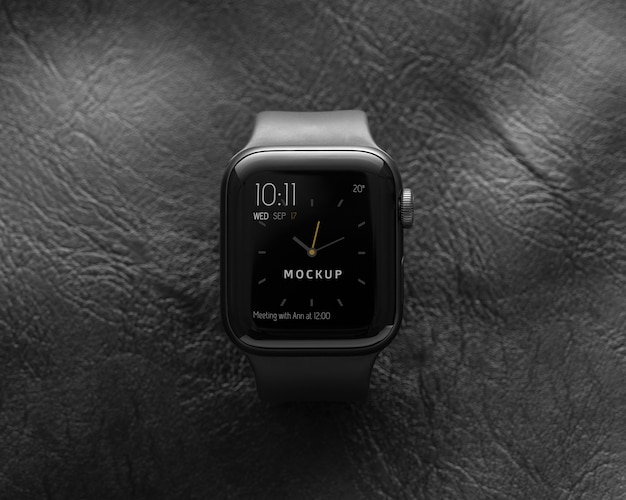 PSD mockup de reloj inteligente en un entorno oscuro