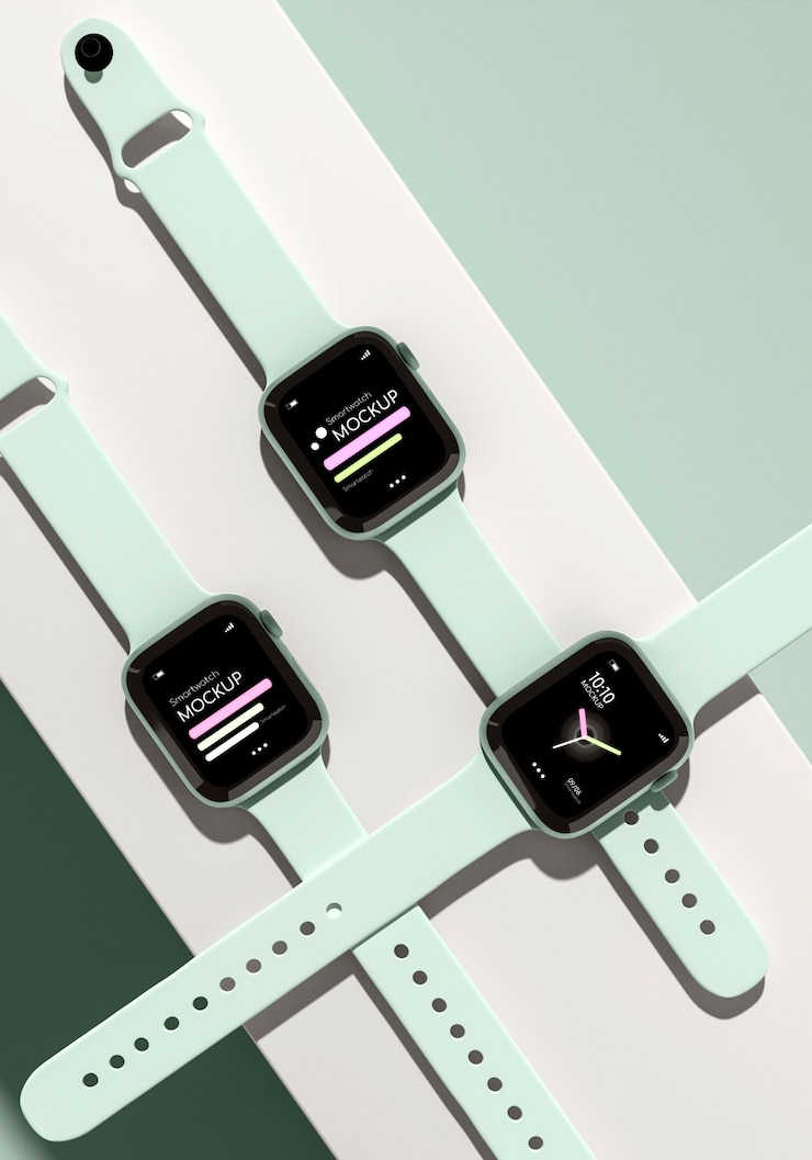 PSD mockup de reloj inteligente en escena geométrica