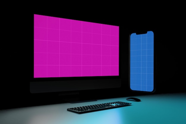 Mockup responsivo no escuro