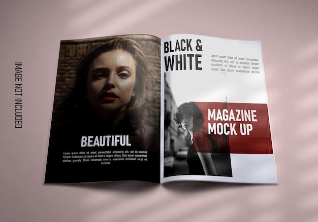 PSD mockup de revista con sombra