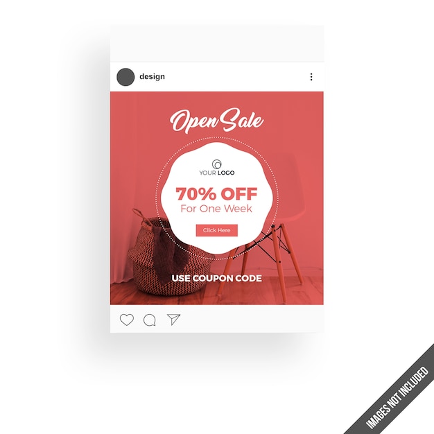 Mockup rojo de posting web con concepto de rebajas