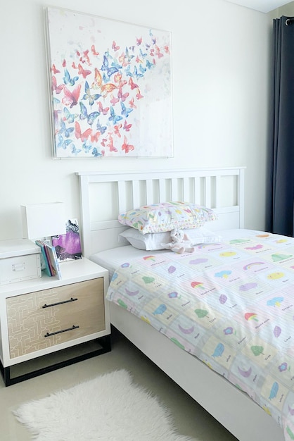 Mockup de ropa de cama en la habitación de los niños