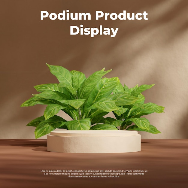 mockup scene brown color curved cylinder podium in square minimal scene 3d render image