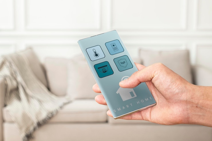 PSD mockup schermo smartphone psd con app casa intelligente