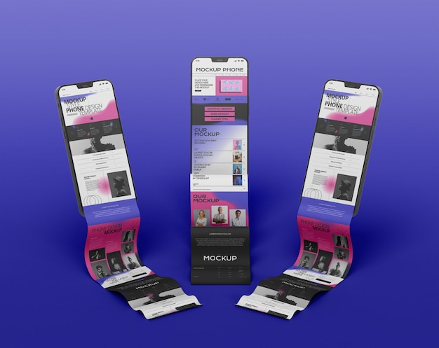 Mockup scroll panjang layar ponsel cerdas