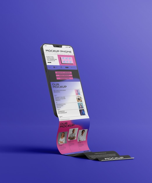 Mockup scroll panjang layar ponsel cerdas