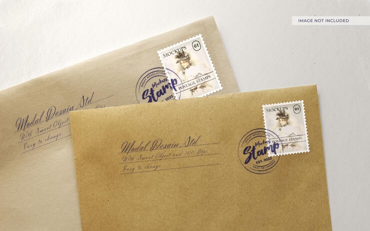Mockup de sellos y sellos postales