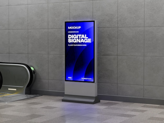 Mockup de señalización digital subterránea