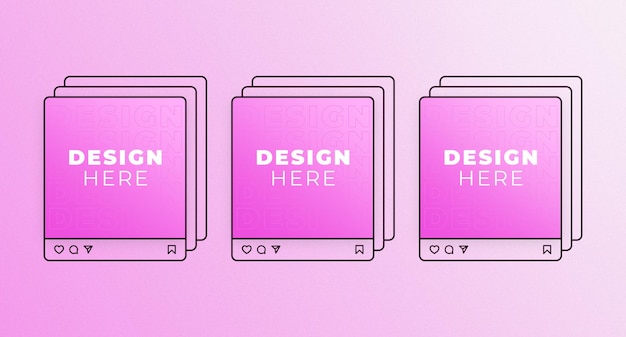 Mockup Set aus drei Instagram-Posts im Retro-Stil