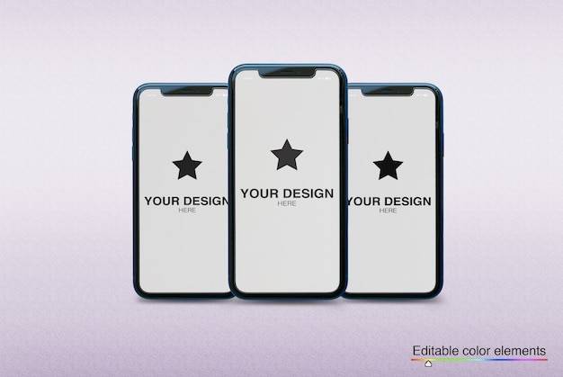 Mockup-Set mit 3 Smartphones