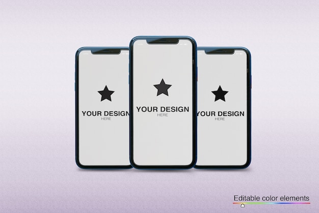 Mockup-set mit 3 smartphones