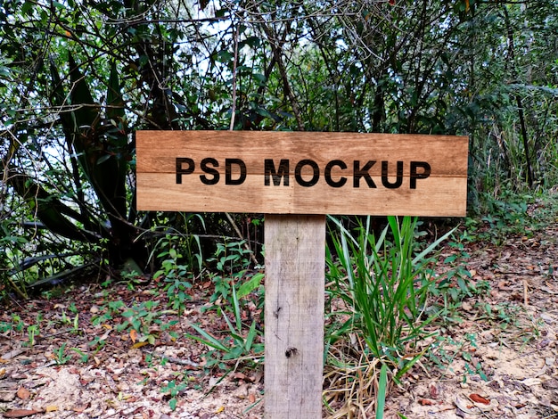 PSD mockup de signo de madera