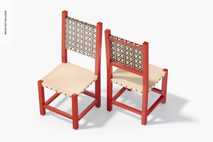 PSD mockup de sillas de cuero artesanales, en perspectiva