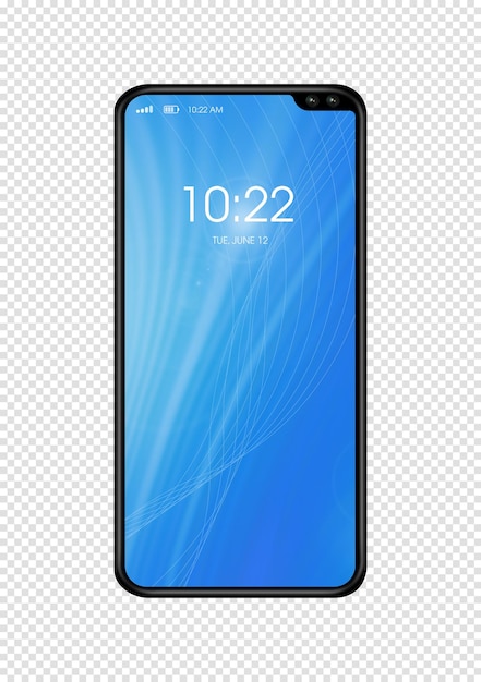 Mockup smartphone blu isolato su sfondo trasparente rendering 3D