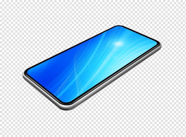 Mockup smartphone blu isolato su sfondo trasparente rendering 3D