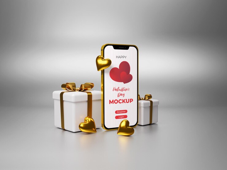 Mockup de smartphone con concepto de san valentín