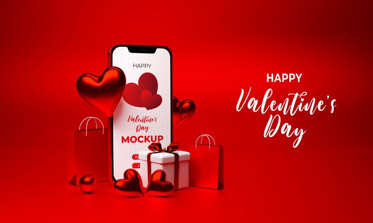 Mockup de smartphone con concepto de san valentín
