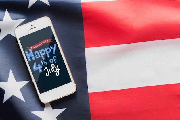 Mockup de smartphone para el día de la independencia de los eeuu