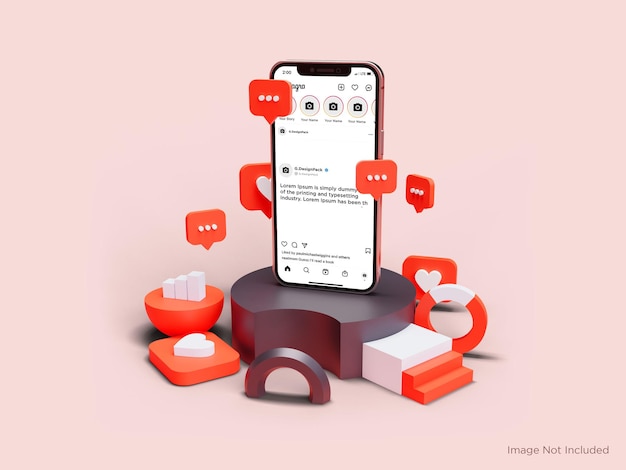 Mockup de smartphone de elemento 3D realista psd premium