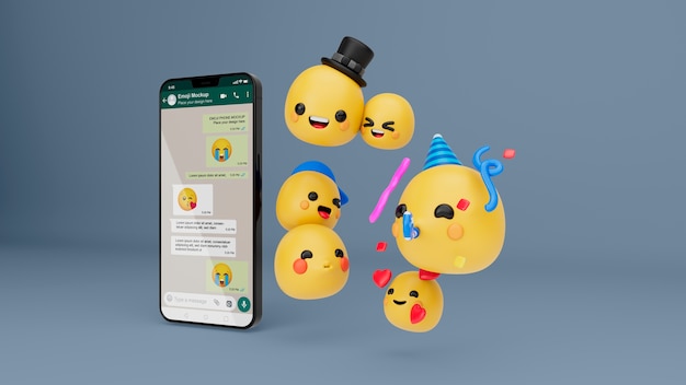 Mockup de smartphone con emoji de whatsapp