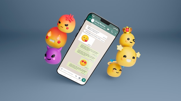 Mockup de smartphone con emoji de whatsapp