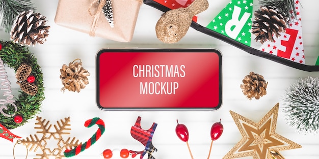 Mockup Smartphone für Weihnachten und Neujahr