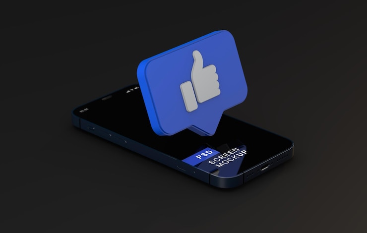 PSD mockup de smartphone con icono de red social
