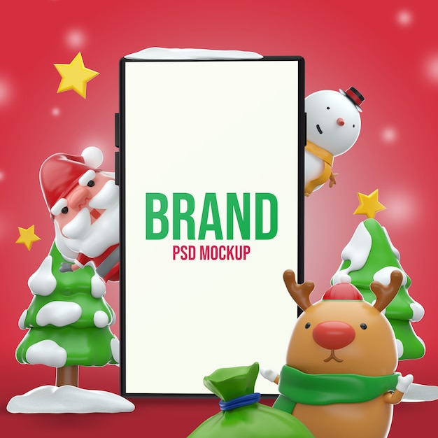 Mockup Smartphone Merry Christmas Design rendu 3D