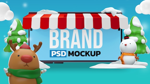 Mockup Smartphone Merry Christmas Design rendu 3D