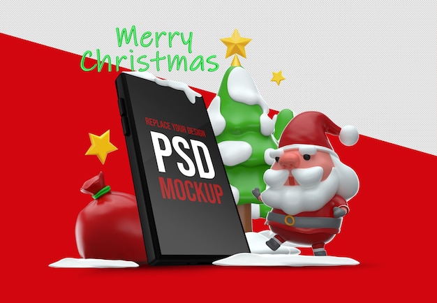 PSD mockup smartphone merry christmas design rendu 3d