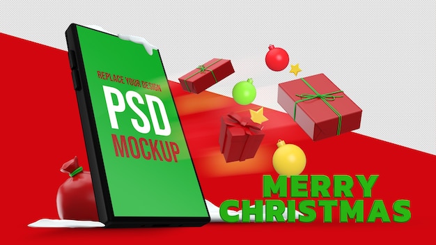 Mockup Smartphone Merry Christmas Design Rendu 3d