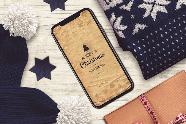 Mockup de smartphone de navidad