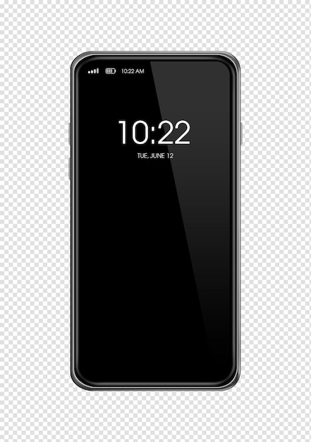 Mockup smartphone nero isolato su sfondo trasparente illustrazione 3D