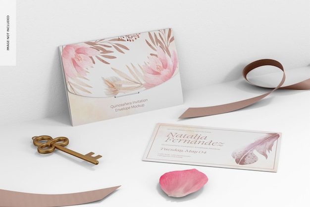 Mockup de las sobres de invitación de quinceanera