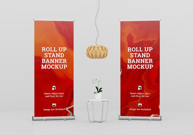 Mockup del soporte de la pancarta enrollable