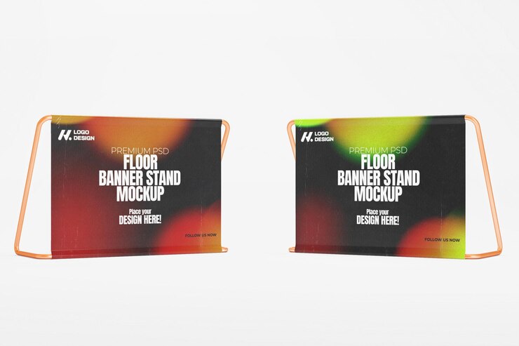 Mockup de soporte de pancartas de piso renderizado en 3D para publicidad y promoción