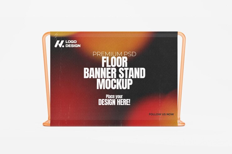 Mockup de soporte de pancartas de piso renderizado en 3D para publicidad y promoción