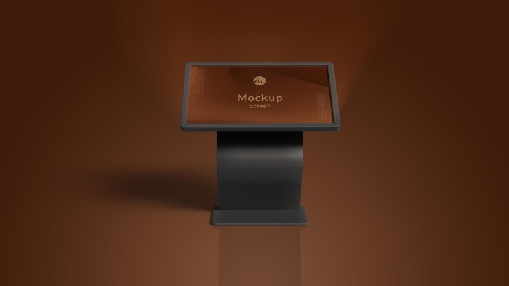 PSD mockup del soporte de piso de la pantalla táctil
