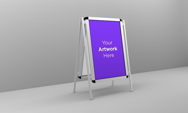 Mockup de soporte de tablón de anuncios metálico 3d Renderizado