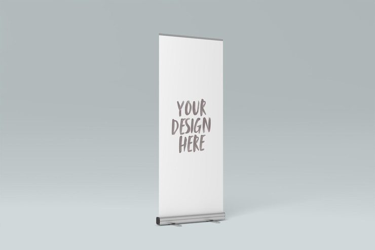 PSD mockup de soporte de visualización de pancartas rodadas para publicidad y presentación