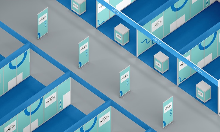 PSD mockup stan dan booth bisnis