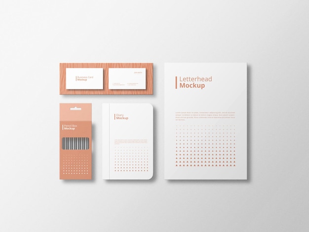mockup stazionario minimalista con sfondo bianco